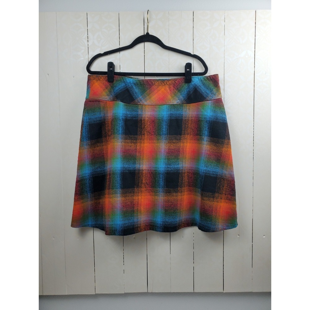 Flannel Plaid Knee Length Skirt Burnt Orange Blue Fall Etsy Womans XL